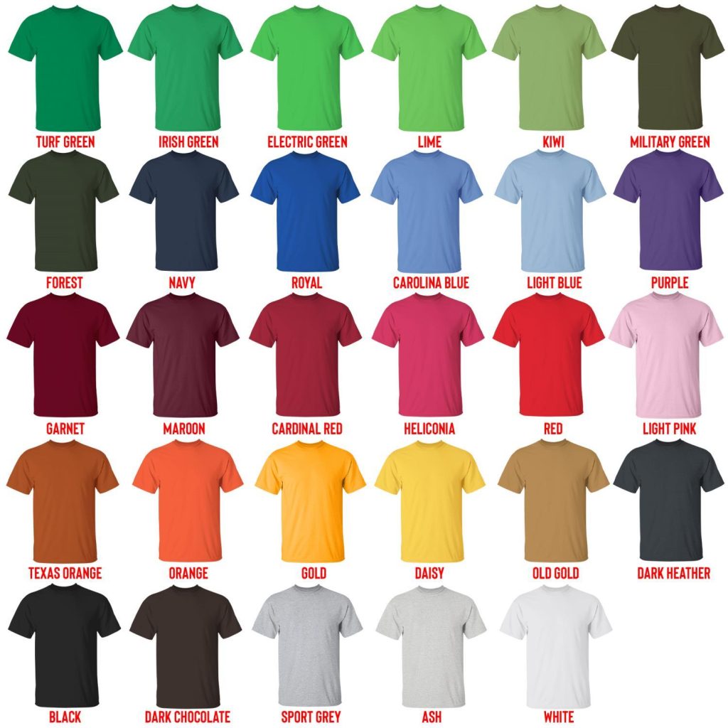 t shirt color chart - Overlord Shop