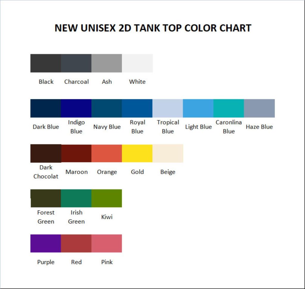 tank top color chart - Overlord Shop